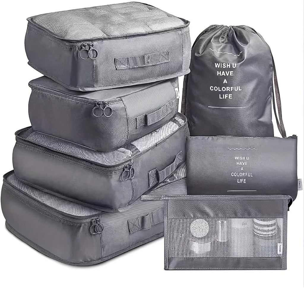Seven-piece travel storage bag set, luggage, clothing organization bag, travel clothes and underwear sorting and storage bag