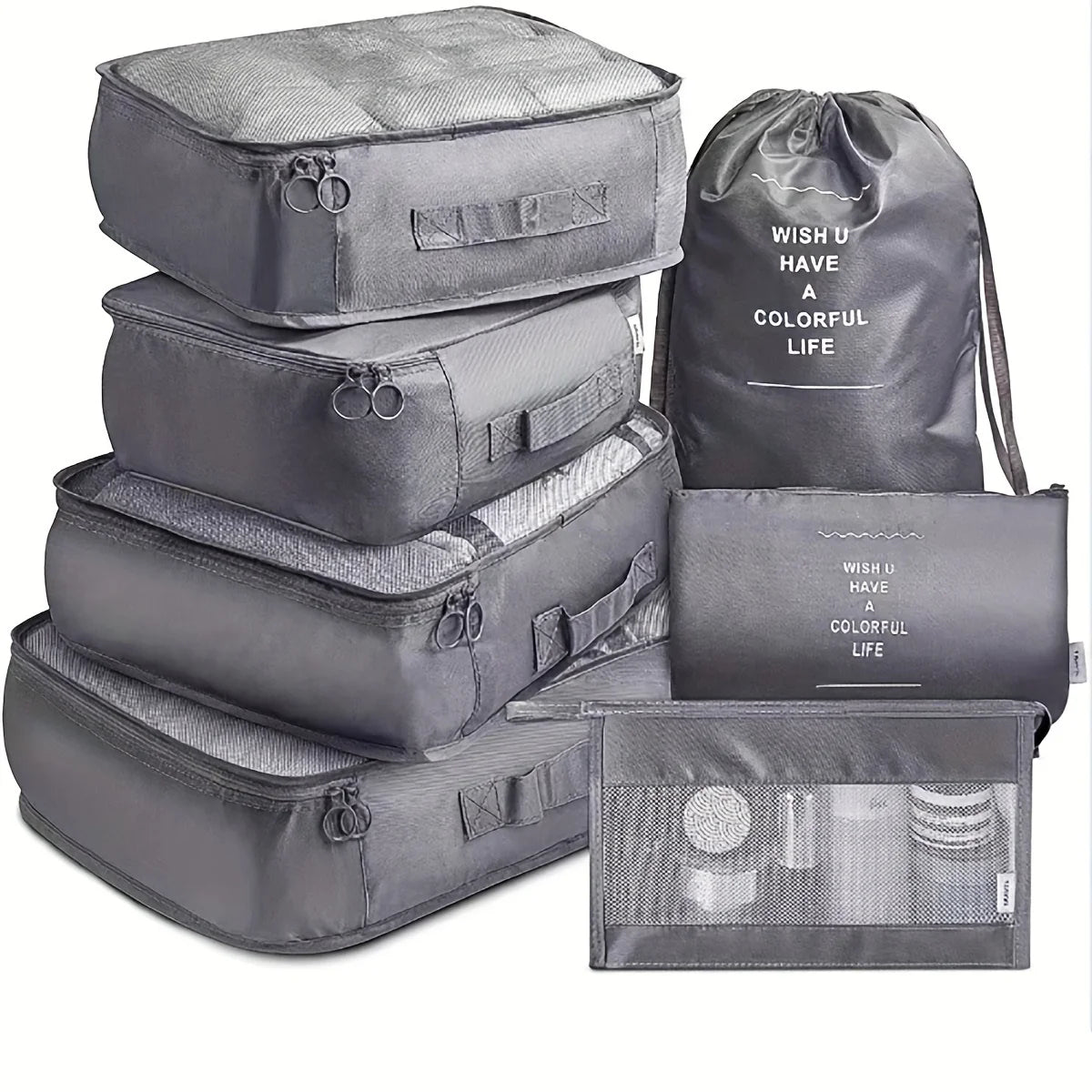 Seven-piece travel storage bag set, luggage, clothing organization bag, travel clothes and underwear sorting and storage bag