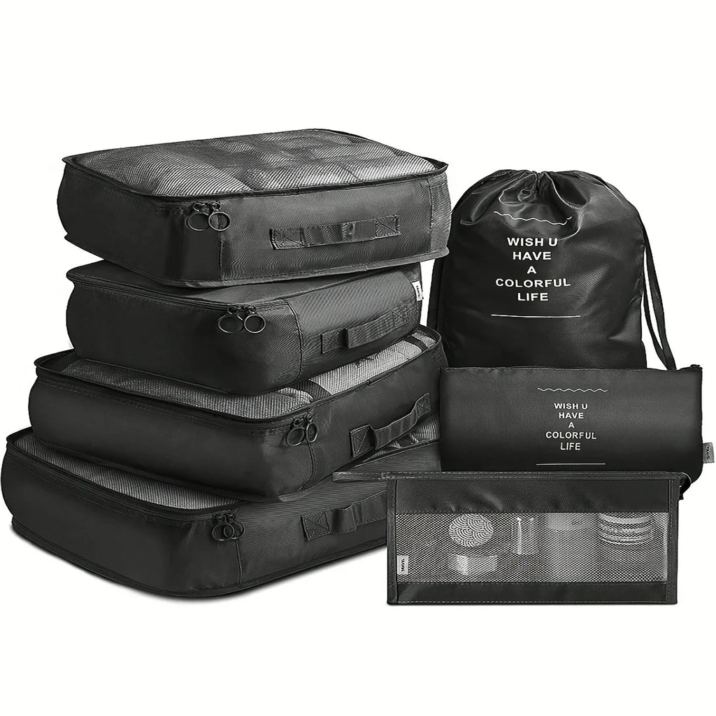 Seven-piece travel storage bag set, luggage, clothing organization bag, travel clothes and underwear sorting and storage bag
