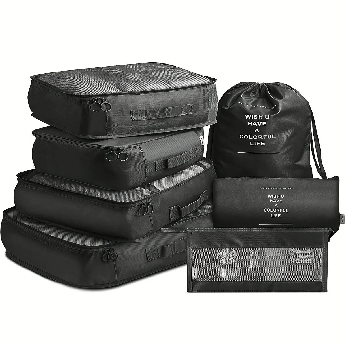 Seven-piece travel storage bag set, luggage, clothing organization bag, travel clothes and underwear sorting and storage bag