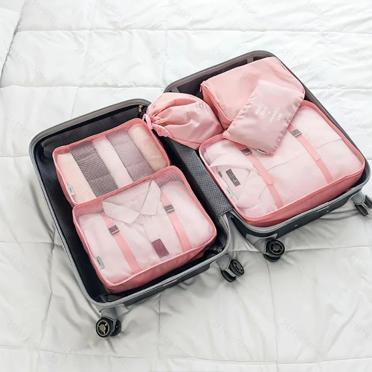 Seven-piece travel storage bag set, luggage, clothing organization bag, travel clothes and underwear sorting and storage bag