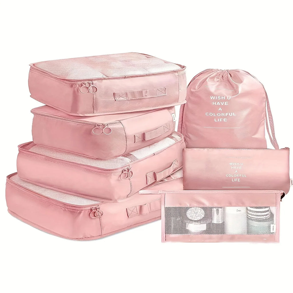 Seven-piece travel storage bag set, luggage, clothing organization bag, travel clothes and underwear sorting and storage bag