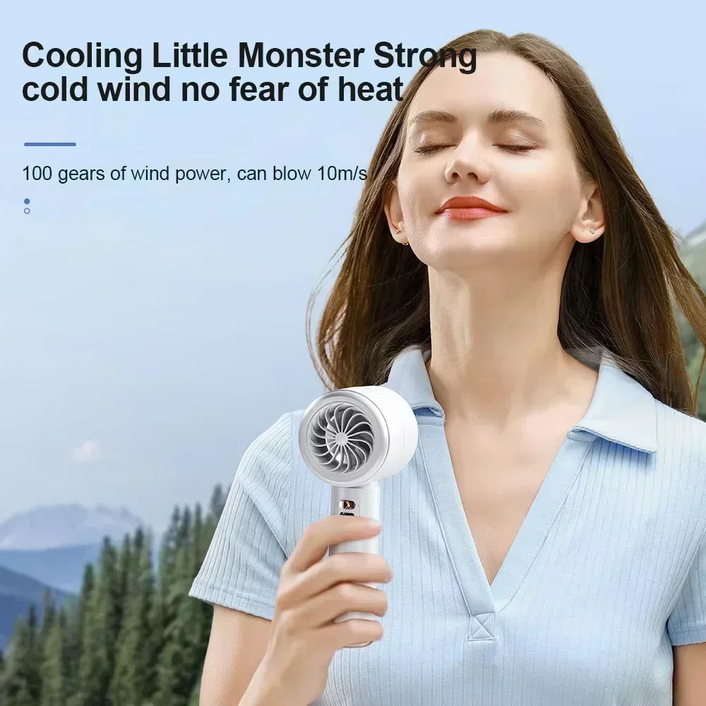 Mini Handheld Fan USB Fast Charging Portable Air Calculating Fan Mute Highspeed Fan for Travel Outdoor Activities