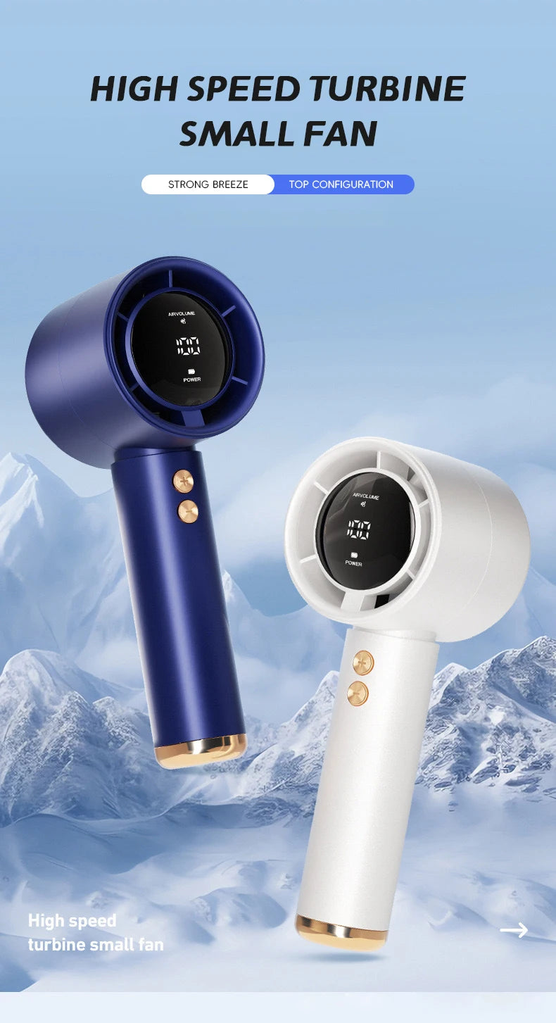 Mini Handheld Fan USB Fast Charging Portable Air Calculating Fan Mute Highspeed Fan for Travel Outdoor Activities