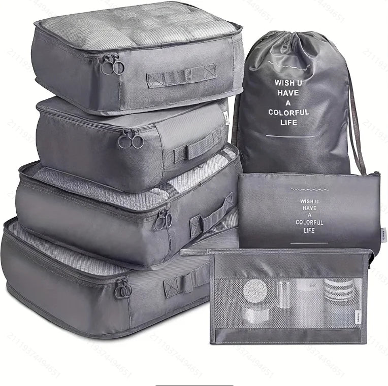 Seven-piece travel storage bag set, luggage, clothing organization bag, travel clothes and underwear sorting and storage bag