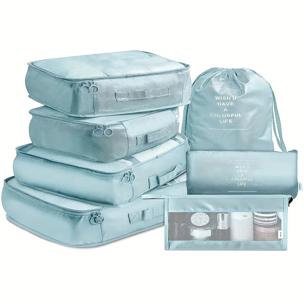 Seven-piece travel storage bag set, luggage, clothing organization bag, travel clothes and underwear sorting and storage bag