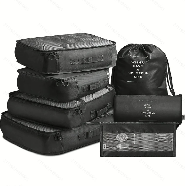 Seven-piece travel storage bag set, luggage, clothing organization bag, travel clothes and underwear sorting and storage bag